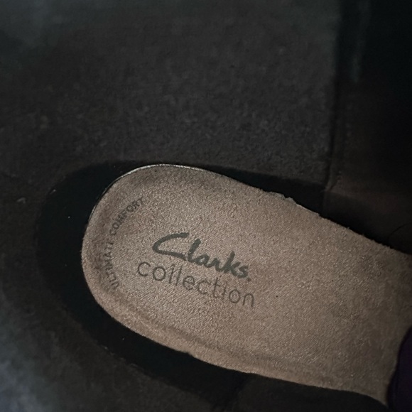 New Clarks Kataleyna Glow Black Leather Pointy Side Zip Ankle Booties Womens 11W - Picture 11 of 14